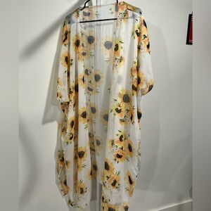 Sunflower Print Sheer Kimono